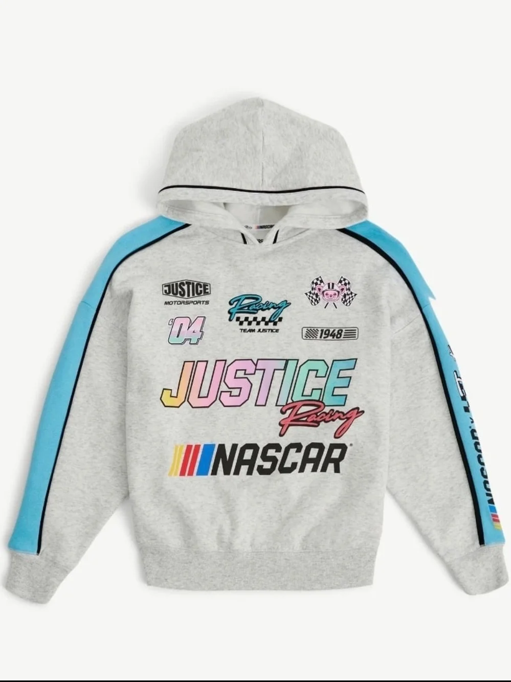 Justice Gray & Blue NASCAR Track Sweatpants - Kids